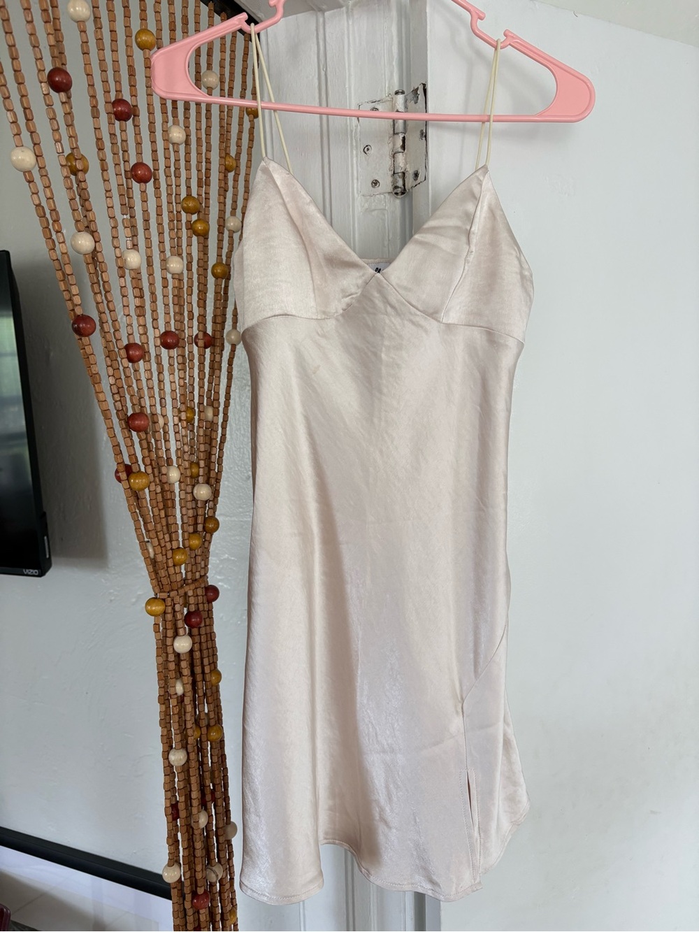 Princess Polly Silky Cream Slip Dress with Spaghetti Straps